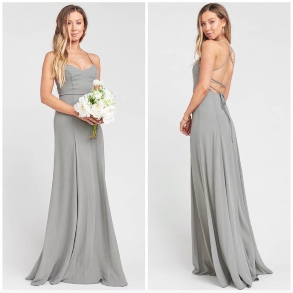 SMYM Godshaw Goddess Gown sz Small Soft Charcoal Crisp (Gray) Lace Up Back
